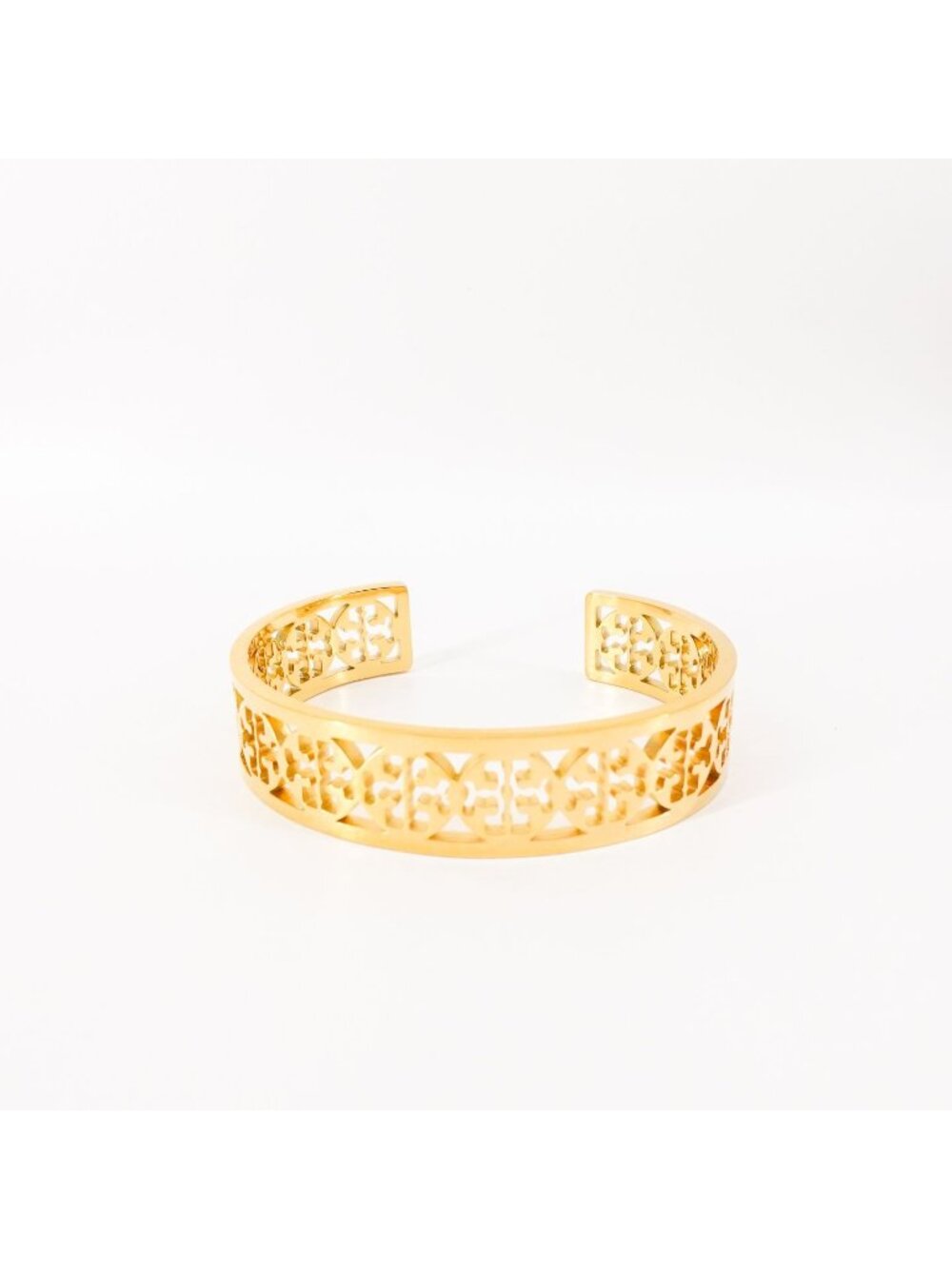Tory Burch TB Gold Logo Cut out Cuff Bracelet Gold OS